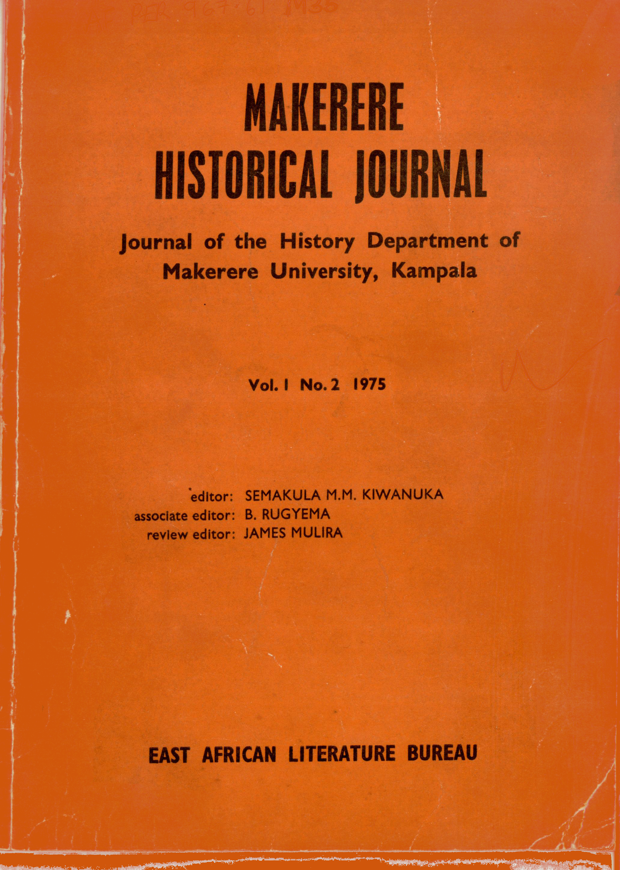 Cover page of the issue, i.e. Vol. 1 No. 2 (1975)